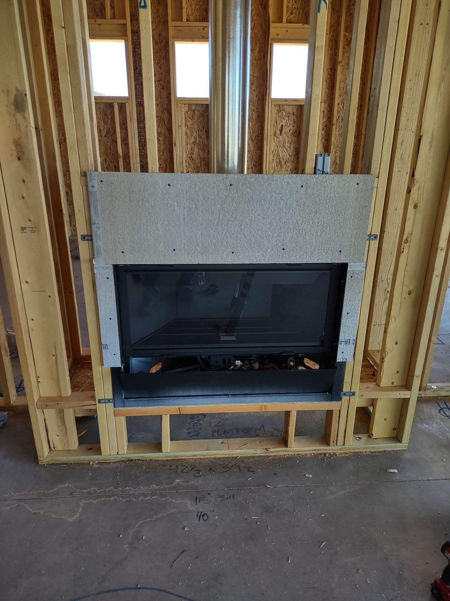 New construction fireplace install framed in wall in a Prescott AZ home