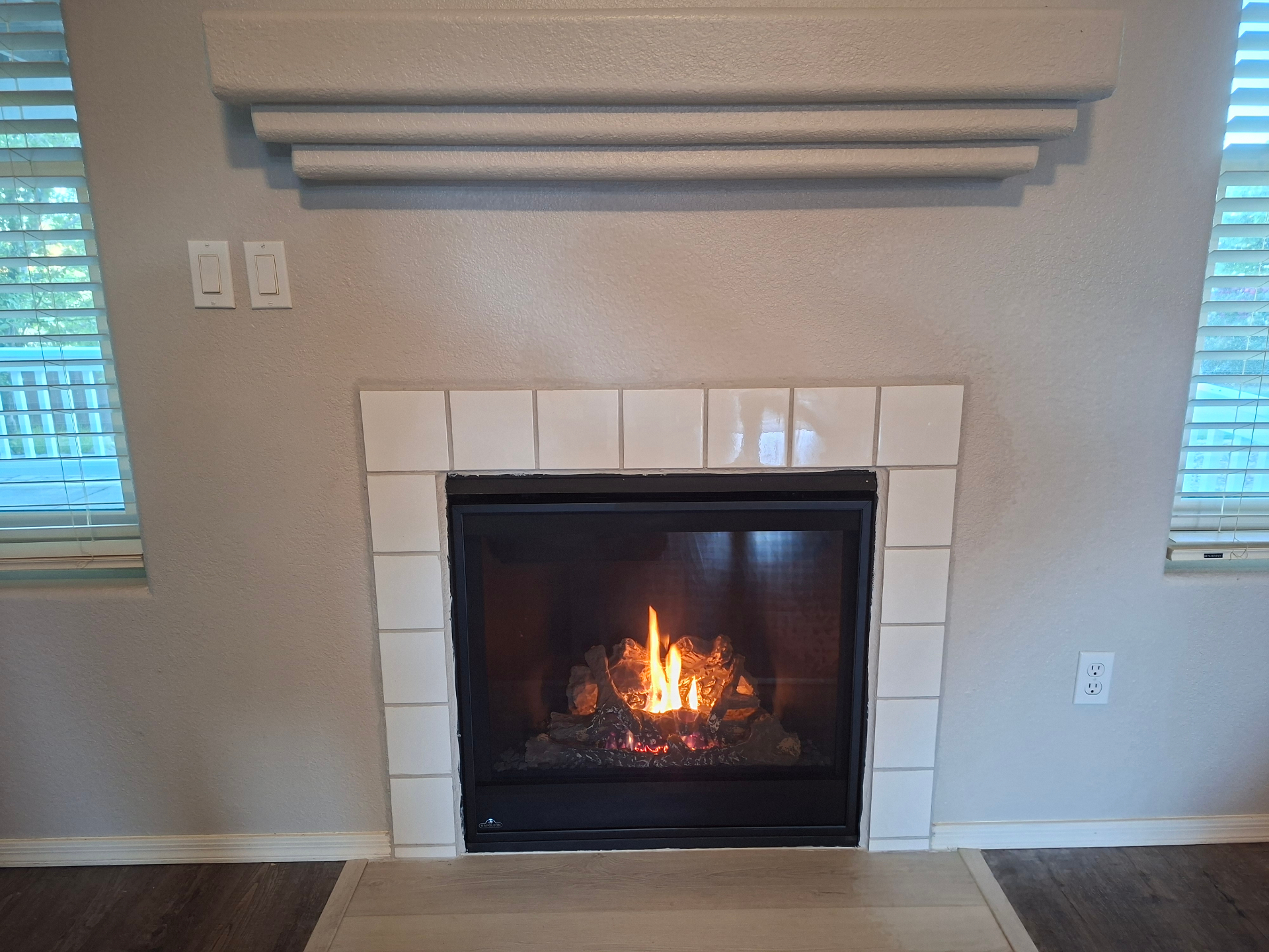 New Napoleon gas fireplace after installation in a Prescott AZ home